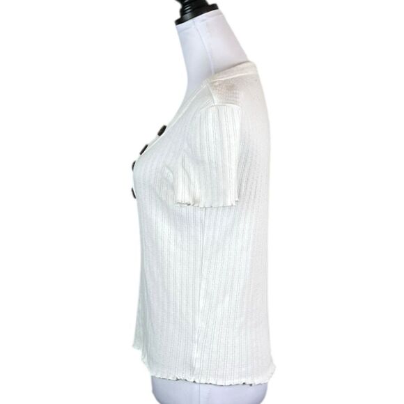American Eagle Outfitters White Button-Detail Women's Top, Size L - Picture 7 of 8